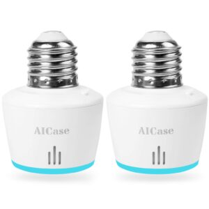 AICase Smart WiFi E27/E26 Light Socket, [2 Pack] Intelligent WLAN Home Remote Control Light Lamp Bulb Holder Compatible with Alexa and Google Home-White