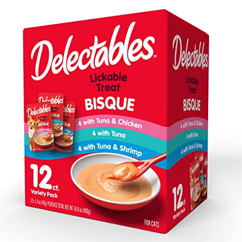 Delectables Bisque Lickable Wet Cat Treats - Chicken, Tuna & Shrimp, 12 count