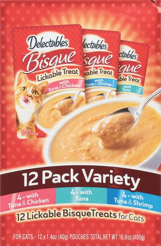 Delectables Bisque Lickable Wet Cat Treats - Chicken, Tuna & Shrimp, 12 count