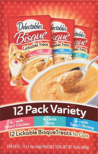 Delectables Bisque Lickable Wet Cat Treats - Chicken, Tuna & Shrimp, 12 count