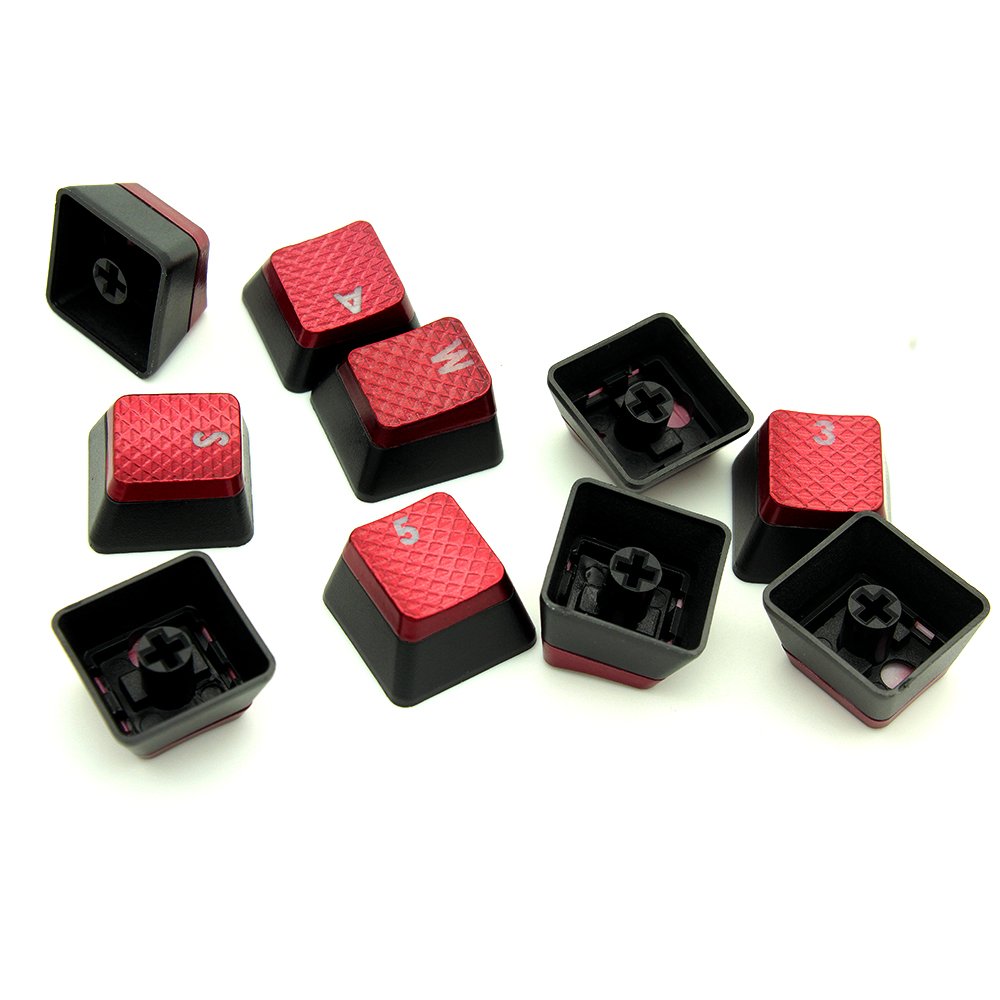 HUYUN 1set FPS Backlit Key Caps Replacement for Corsair K70RGB K70 K95 K90 K65 K63 Gaming Keyboards Cherry Key switches (Red)