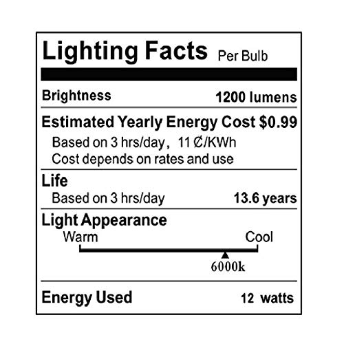 PAVOO E12 LED Light Bulbs, 12W LED Candelabra Bulbs 100 Watt Equivalent, 1200LM, 6000K Daylight White Ceiling Fan Light Bulbs,Pack of 4