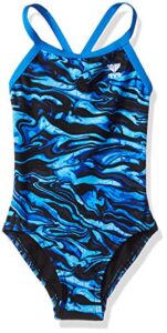 tyr girls’ miramar diamondfit swimsuit, blue, 22