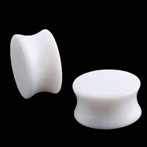 HQLA 2 Pairs White/Black Acrylic Ear Plugs Flesh Tunnels Double Flared Expander Stretcher Piercing Jewelry (00g(10mm))