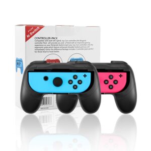 Grip kit for Nintendo Switch Joy-Con Controllers,Hand Grips Compatible with Nintendo Switch OLED Model Controllers,2Pack (Black/Black)