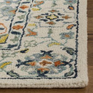 SAFAVIEH Aspen Collection Area Rug - 6' x 9', Ivory & Blue, Handmade Boho Wool, Ideal for High Traffic Areas in Living Room, Bedroom (APN310A)