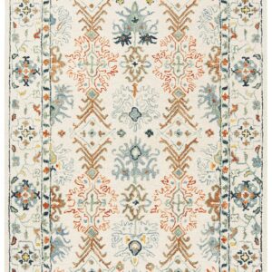 SAFAVIEH Aspen Collection Area Rug - 6' x 9', Ivory & Blue, Handmade Boho Wool, Ideal for High Traffic Areas in Living Room, Bedroom (APN310A)