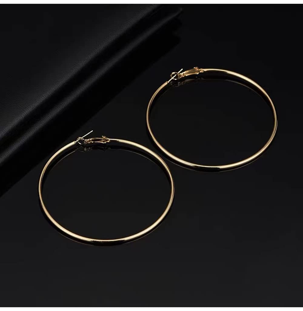 90mm Hoop Earrings for Women (Gold)