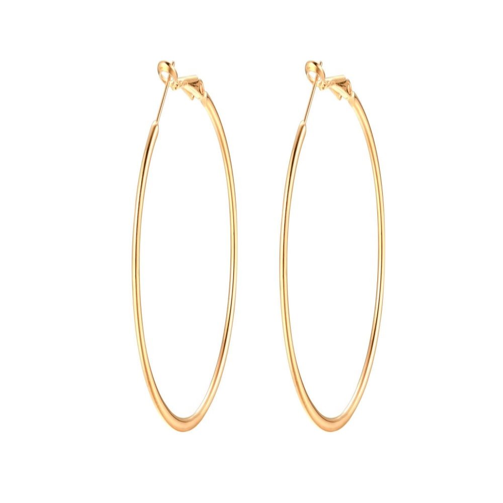 90mm Hoop Earrings for Women (Gold)