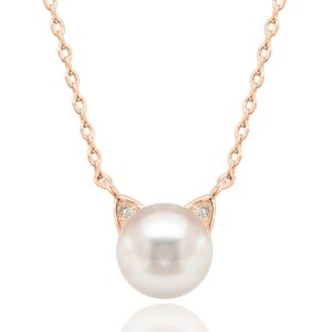 pavoi handpicked aaa+ cat ear freshwater cultured pearl necklace pendant - rose