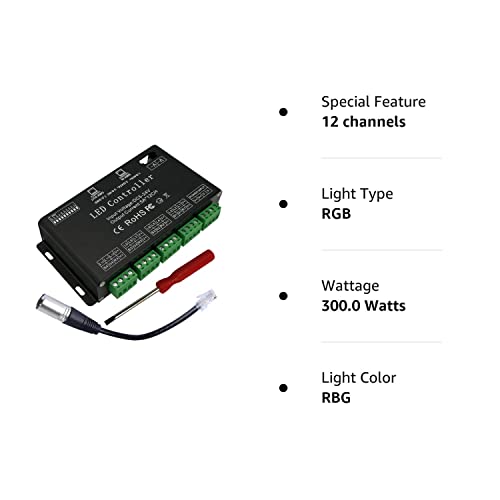 GIDERWEL 12 Channel DMX Decoder RGB LED Controller 60A PWM DMX512 Dimmer Driver for RGB LED Strip and LED Module Light DC12V-24V