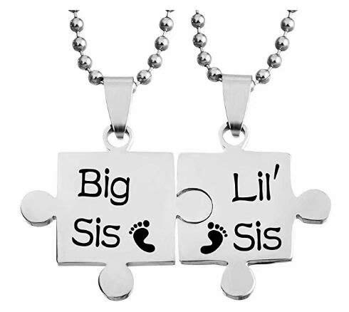 Comelyjewel Jigsaw Shape Bff Lettering Stainless Steel Necklace Pendant Set