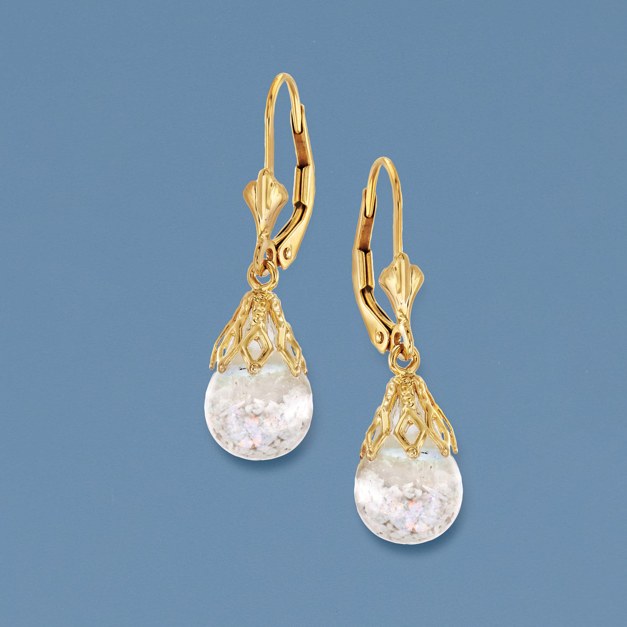 Ross-Simons Floating Opal Drop Earrings in 14kt Yellow Gold