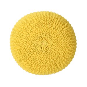 Christopher Knight Home Belle Knitted Cotton Pouf, Yellow