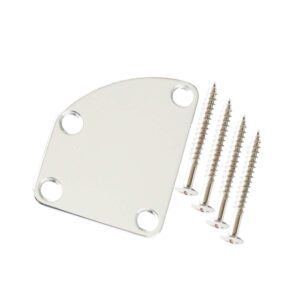 Metallor Electric Guitar Neck Plate Curved Cutaway Semi Round Neck Joint Back Mounting Plate 4 Holes with Screws Compatible with Stratocaster Telecaster Style Guitar Bass Parts Replacement