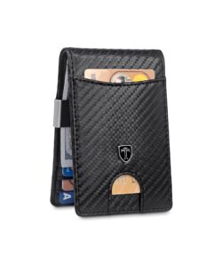 travando money clip wallet rio - mens wallets slim front pocket rfid blocking card holder minimalist mini bifold gift box (carbon leather, carbon)