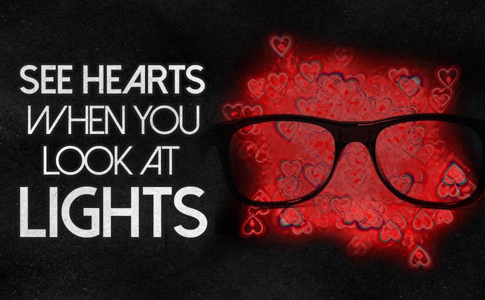 GloFX Ultimate Heart Diffraction Glasses - 3D Rainbow Hearts Effect with Black Frames - Great Festival, Concert, and Rave Accessory