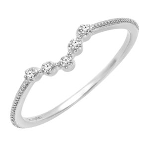 Dazzlingrock Collection White Diamond 5 Stone Beaded Chevron Band for Women (0.05 ctw, Clarity I-J, Clarity I1-I2) in 14K White Gold Size 7