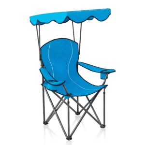 alpha camp camp chairs with shade canopy chair folding camping recliner support 350 lbs - cyan blue