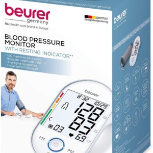 Beurer BM55 Blood Pressure Machine – XL Backlit Display, Arrhythmia Alarm, Portable Storage Kit, 2 Users, Automatic Blood Pressure Cuff, Resting Indicator – Blood Pressure Monitor Batteries Included