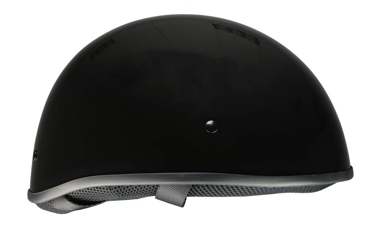 Milwaukee Helmets Bare Bones Glossy Black Half Motorcycle Helmet for Men and Women DOT Approved MPH9711DOT - Large