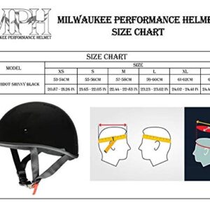 Milwaukee Helmets Bare Bones Glossy Black Half Motorcycle Helmet for Men and Women DOT Approved MPH9711DOT - Large