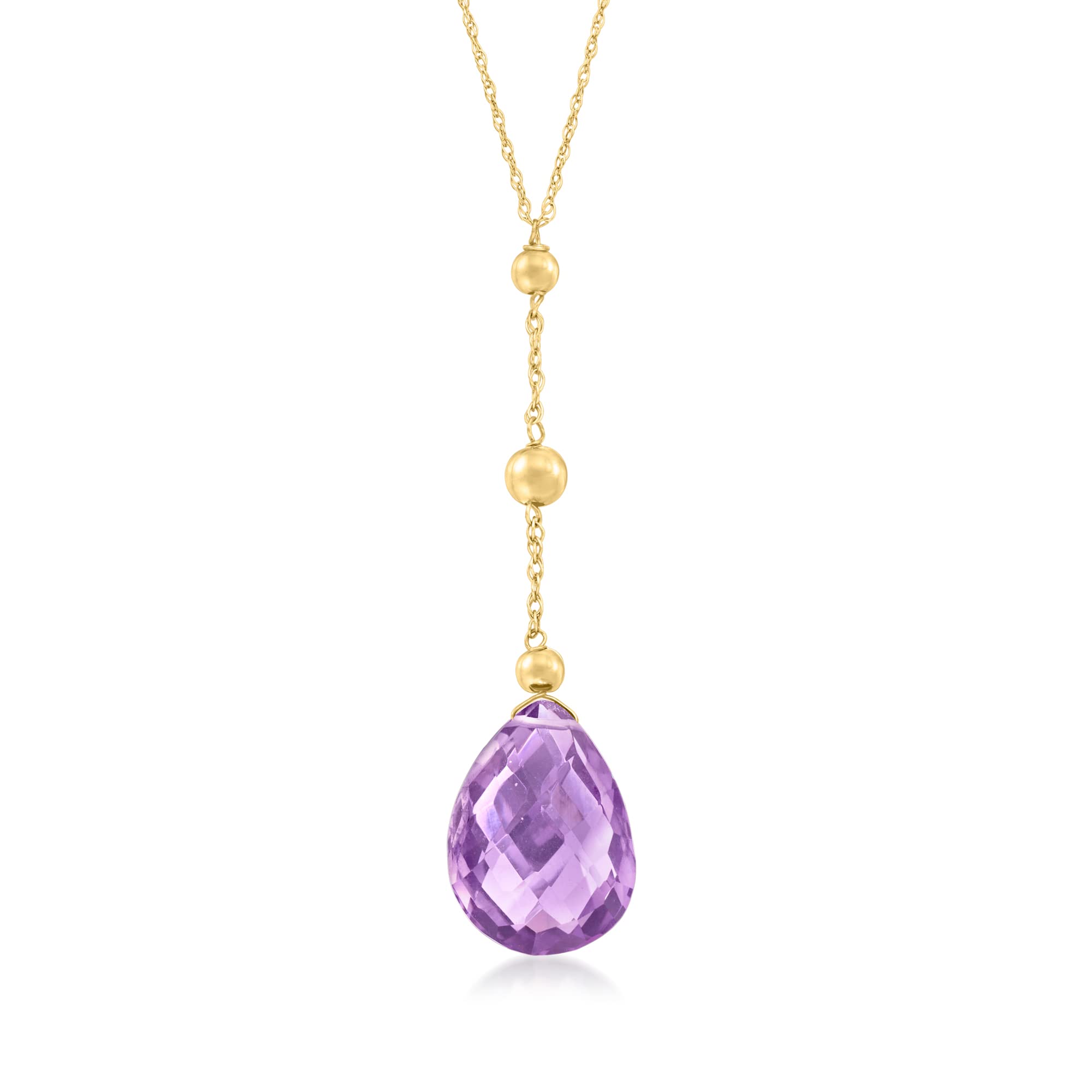 Ross-Simons 8.00 Carat Amethyst Y-Necklace in 14kt Yellow Gold. 18 inches