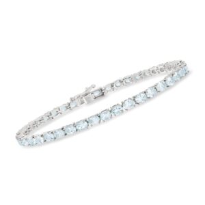 ross-simons 7.00 ct. t.w. aquamarine tennis bracelet in sterling silver. 7 inches