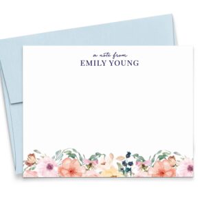 Personalized Floral Stationery Set, Personalized stationary for Women, Your Choice of Colors and Quantity