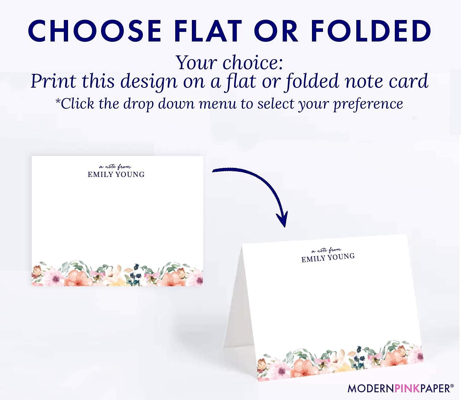 Personalized Floral Stationery Set, Personalized stationary for Women, Your Choice of Colors and Quantity