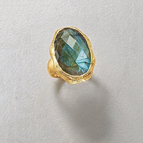 Ross-Simons Oval Labradorite Textured and Polished Ring in 18kt Gold Over Sterling. Size 8