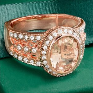 Ross-Simons 2.30 Carat Morganite and .40 ct. t.w. White Zircon Ring in 18kt Rose Gold Over Sterling. Size 9