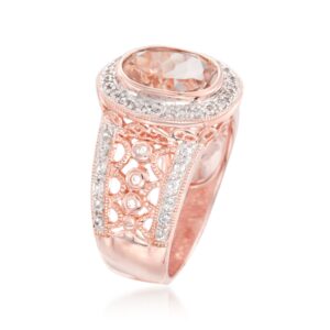 Ross-Simons 2.30 Carat Morganite and .40 ct. t.w. White Zircon Ring in 18kt Rose Gold Over Sterling. Size 9