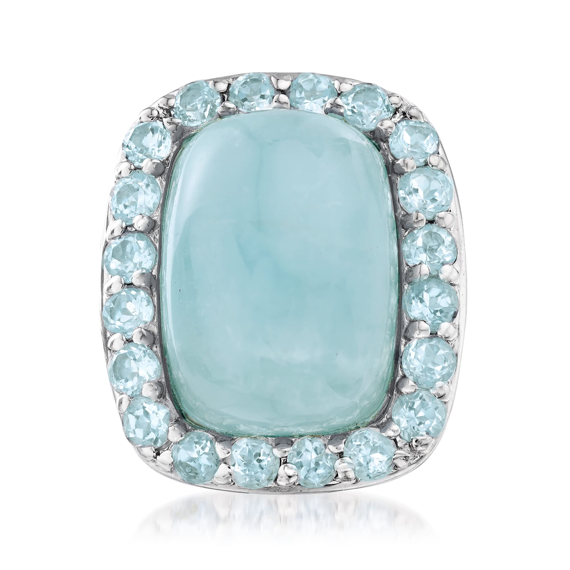 Ross-Simons 19.00 Carat Aquamarine and 2.60 ct. t.w. Sky Blue Topaz Ring in Sterling Silver. Size 6