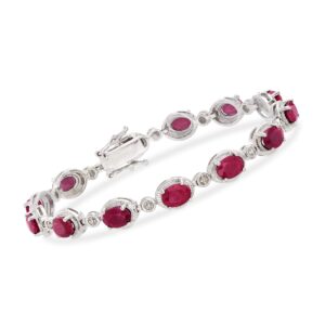 ross-simons 9.10 ct. t.w. ruby bracelet with diamond accents in sterling silver. 7.25 inches