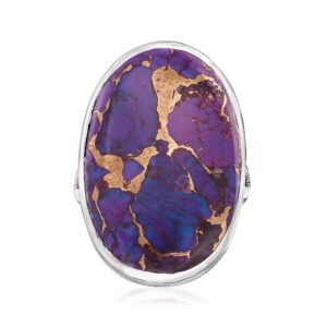 ross-simons oval purple turquoise ring in sterling silver. size 8