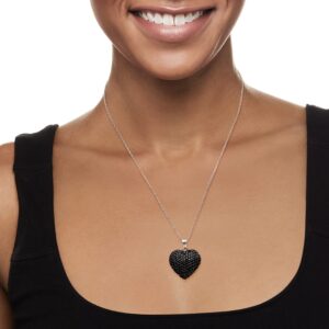 Ross-Simons 4.00 ct. t.w. Pave Black Spinel Heart Pendant Necklace in Sterling Silver. 18 inches