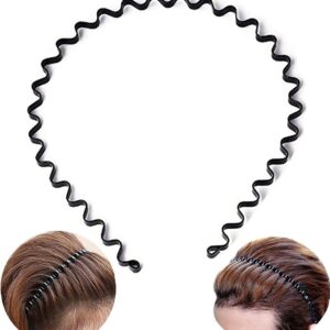 bodbop XINGZHE Metal Hair Band for Men Headband Women Hair Bands for Guys Fashion Headbands for Washing Face Makeup Sports Head Hair Hoop Black Elastic Non Slip Wavy Men’s Hairband (Black)