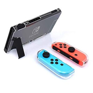 Switch Accessories Carry Case for Nintendo Switch Joy Con Covers Transparent Switch Hard Cover9H Tempered Glass Screen Protector (red)