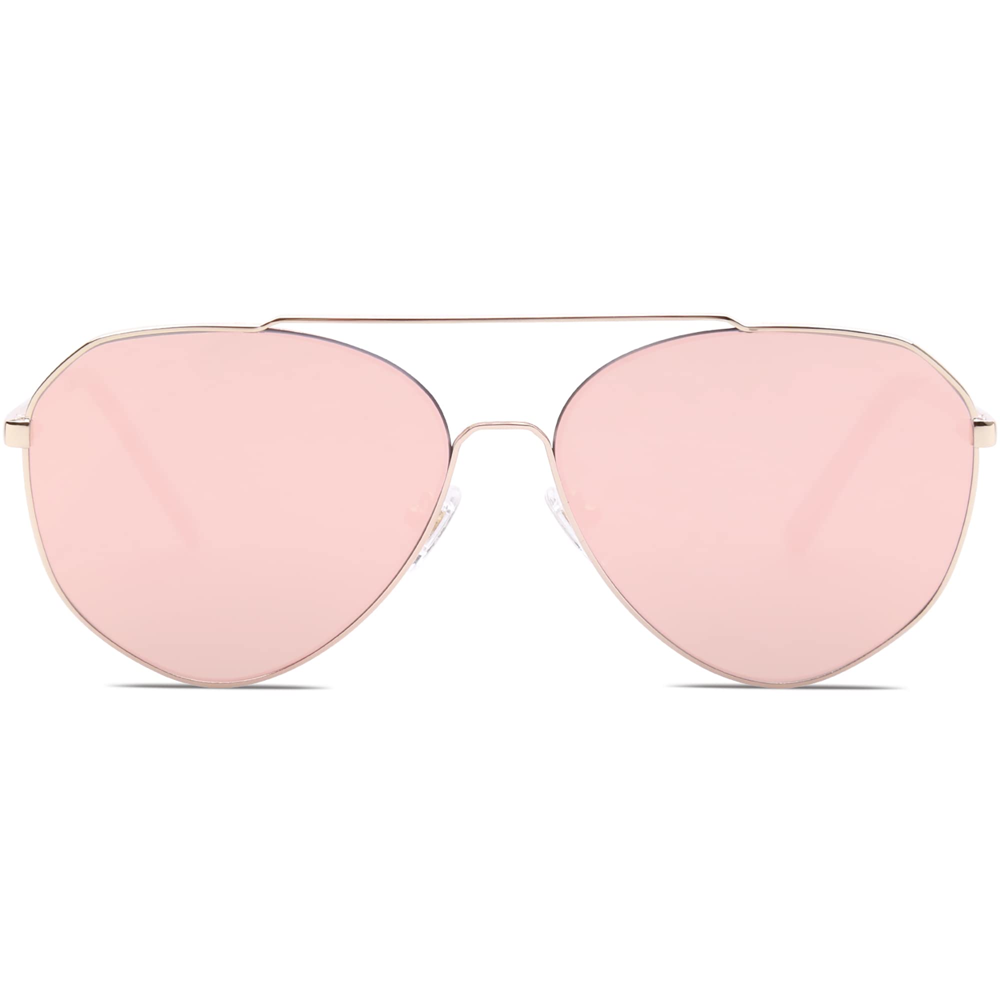 SOJOS Oversized Classic Sunglasses Mirrored Flat Lens for Men Women UV400 SJ1083 with Gold Frame/Pink Mirrored Lens