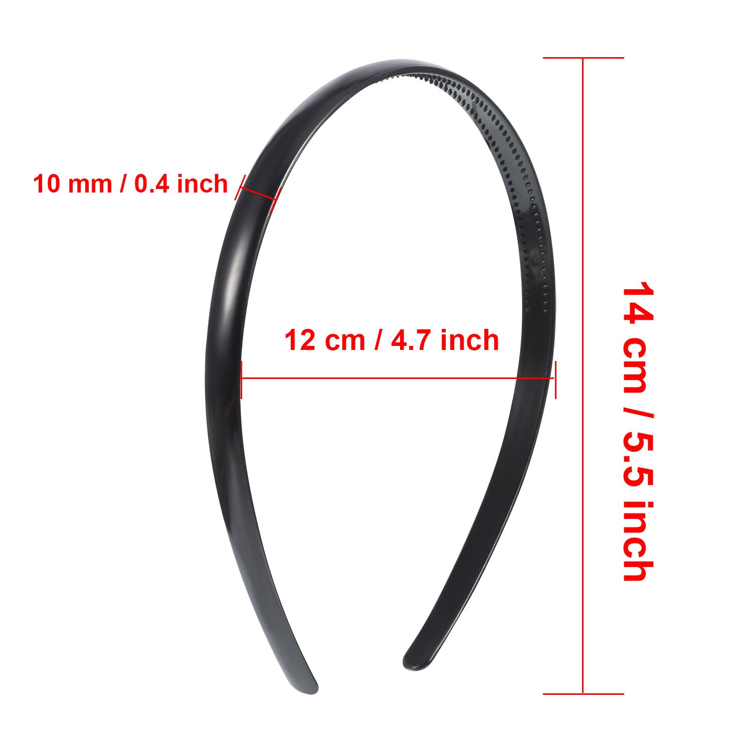 Shappy 40 Pack Black Plastic Headband for Women 10 mm Hair Headband Plain with Teeth Bulk DIY Hair Accessories Headbands