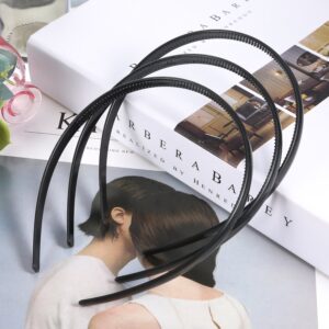 Shappy 40 Pack Black Plastic Headband for Women 10 mm Hair Headband Plain with Teeth Bulk DIY Hair Accessories Headbands