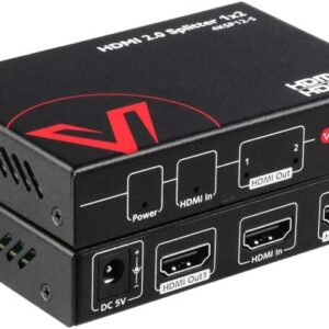 4K@60Hz/1080p@120Hz HDMI 2.0 Splitter 1 in 2 Out, Auto Downscaler with HDR10 &3D, 18Gbps Zero Latency, AV Access Gaming Splitter, Duplicate/Mirror Screens, HDCP 2.2, for Xbox, PS5