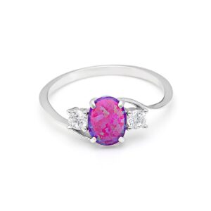 Ginger Lyne Collection Addy Purple Oval Opal Sterling Silver CZ Ring Size 9