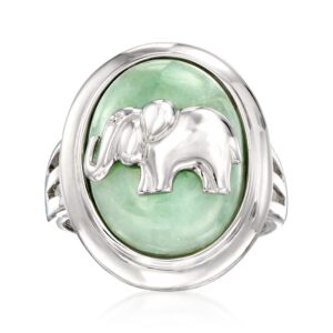 Ross-Simons Jade Elephant Ring in Sterling Silver. Size 7