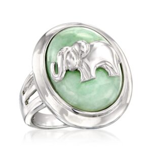 Ross-Simons Jade Elephant Ring in Sterling Silver. Size 7