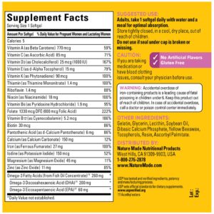 Nature Made Prenatal with Folic Acid + DHA, Prenatal Vitamin and Mineral Supplement for Daily Nutritional Support, 110 Softgels, 110 Day Supply