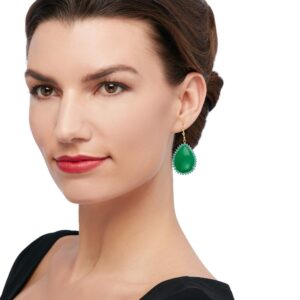 Ross-Simons Jade and Simulated Turquoise Drop Earrings in 14kt Gold Over Sterling