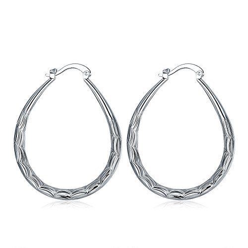 KUYIUIF 925 Sterling Silver Fashion Classic Fish Scales Hoop Drop Dangle Earring for Women