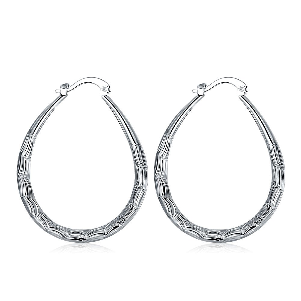 KUYIUIF 925 Sterling Silver Fashion Classic Fish Scales Hoop Drop Dangle Earring for Women